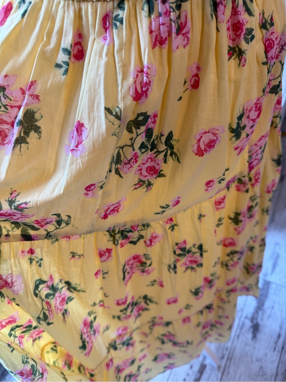JessaKae Yellow Floral Maxi Dress with Smocked Bodice and Ruffle Sleeves NWOT - Picture 3 of 5